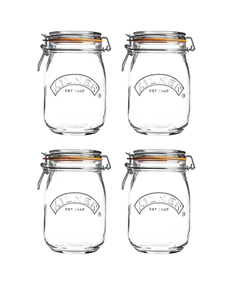 Kilner Round Clip Top Jar 34 oz, Set of 4