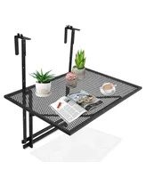 Costway Folding Hanging Table Adjustable Balcony Railing Table Patio Deck