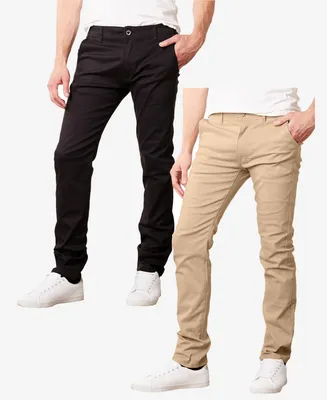 Galaxy By Harvic Men's Super Stretch Slim Fit Everyday Chino Pants, Pack of 2