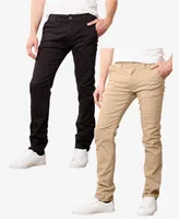 Galaxy By Harvic Men's Super Stretch Slim Fit Everyday Chino Pants, Pack of 2