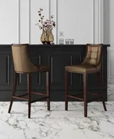 Manhattan Comfort Fifth Avenue 19" L Beech Wood Faux Leather Upholstered Barstool