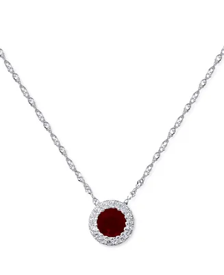 Sapphire ( 3/8 ct. t.w.) & Diamond Accent Pendant Necklace in 14k White Gold, 16" + 2" extender (Also Available in Emerald & Ruby)