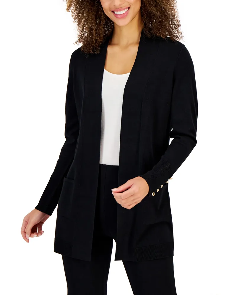 Jm Collection Women's Button-Sleeve Flyaway Cardigan, Created for