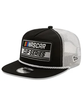 Men's New Era Black, White Nascar Golfer Snapback Adjustable Hat