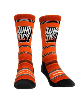 Men's and Women's Rock 'Em Socks Cincinnati Bengals Slogan Crew Socks