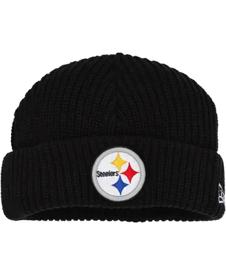 Men's New Era Black Pittsburgh Steelers Fisherman Skully Cuffed Knit Hat