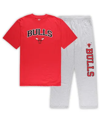 Men's Concepts Sport Red, Heather Gray Chicago Bulls Big and Tall T-shirt Pajama Pants Sleep Set