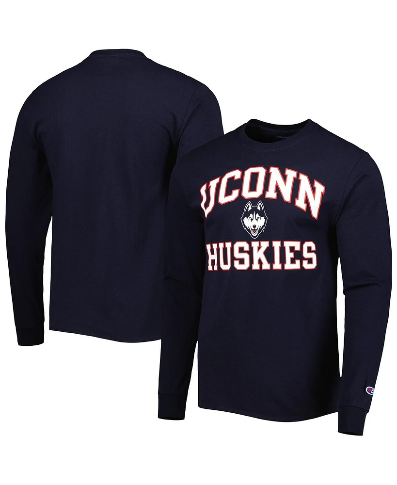 Men's Champion Navy UConn Huskies High Motor Long Sleeve T-shirt