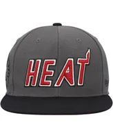 Men's Mitchell & Ness Gray, Black Miami Heat Hardwood Classics 20th Anniversary Born and Bred Fitted Hat