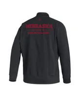 Men's adidas Black Nebraska Huskers Ireland Sideline Woven Full-Zip Bomber Jacket