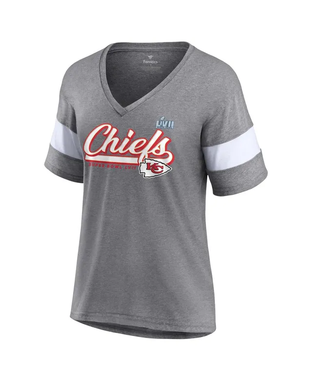 Women's Fanatics Branded Heather Charcoal Kansas City Chiefs Super Bowl  LVII Champions Victory Formation Tri-Blend