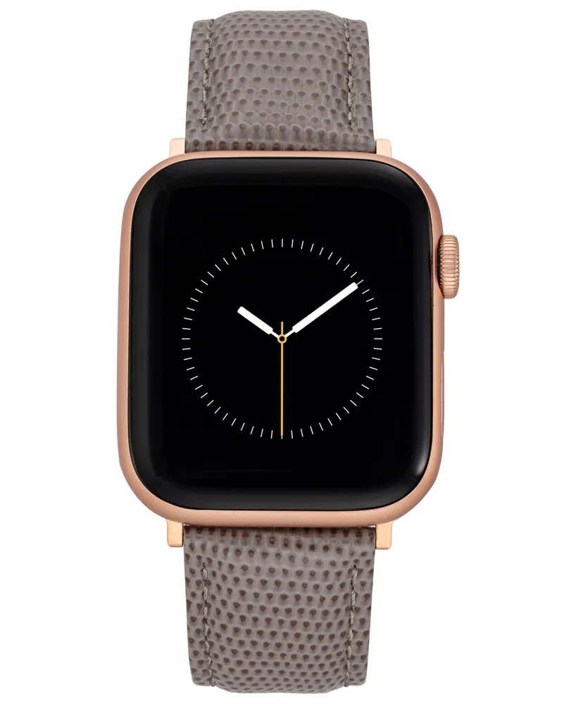 WITHit Taupe Lizard Grain Textured Genuine Leather Band Compatible with 42/44/45/Ultra/Ultra 2 Apple Watch