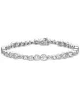 Sterling Silver Bubble Design White Cubic Zirconia Bezel Set Bracelet