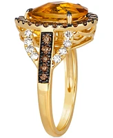 Le Vian Cinnamon Citrine (2-7/8 ct. t.w.) & Diamond (7/8 ct. t.w.) Pear Halo Statement Ring in 14k Gold