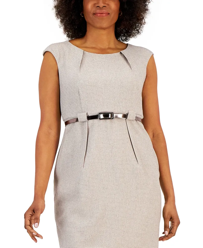 Connected Petite Sleeveless Belted Sheath Dress