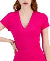 I.n.c. International Concepts Women's Ribbed V-Neck Top