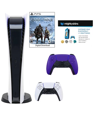 PS5 Digital Gow Console with Extra Purple Dualsense Controller and Skins Voucher