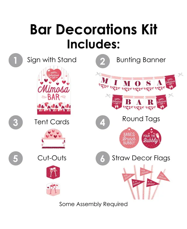 Happy Galentine's Day - DIY Valentine's Day Party Mimosa Bar Signs - Drink  Bar Decorations Kit - 50 Pieces