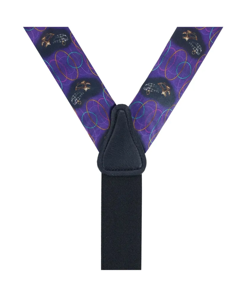 Trafalgar Men's Mardi Gras Celebration Silk Button End Suspenders