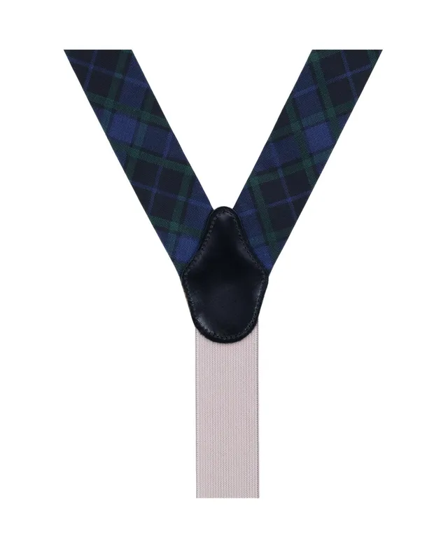 Trafalgar Men's Ives Green and Navy Blackwatch Plaid Silk Button