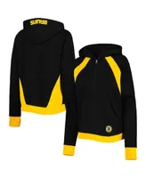 Women's Starter Black Boston Bruins Wishbone Half-Zip Hoodie