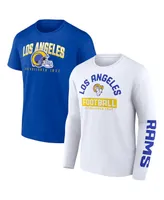 Men's Fanatics Royal, White Los Angeles Rams Long and Short Sleeve Two-Pack T-shirt