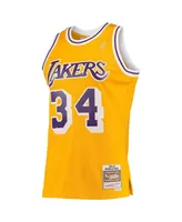 Men's Mitchell & Ness Shaquille O'Neal Gold Los Angeles Lakers Hardwood Classics 1996-97 Swingman Jersey