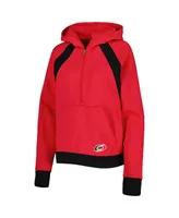 Women's Starter Red Carolina Hurricanes Wishbone Half-Zip Hoodie