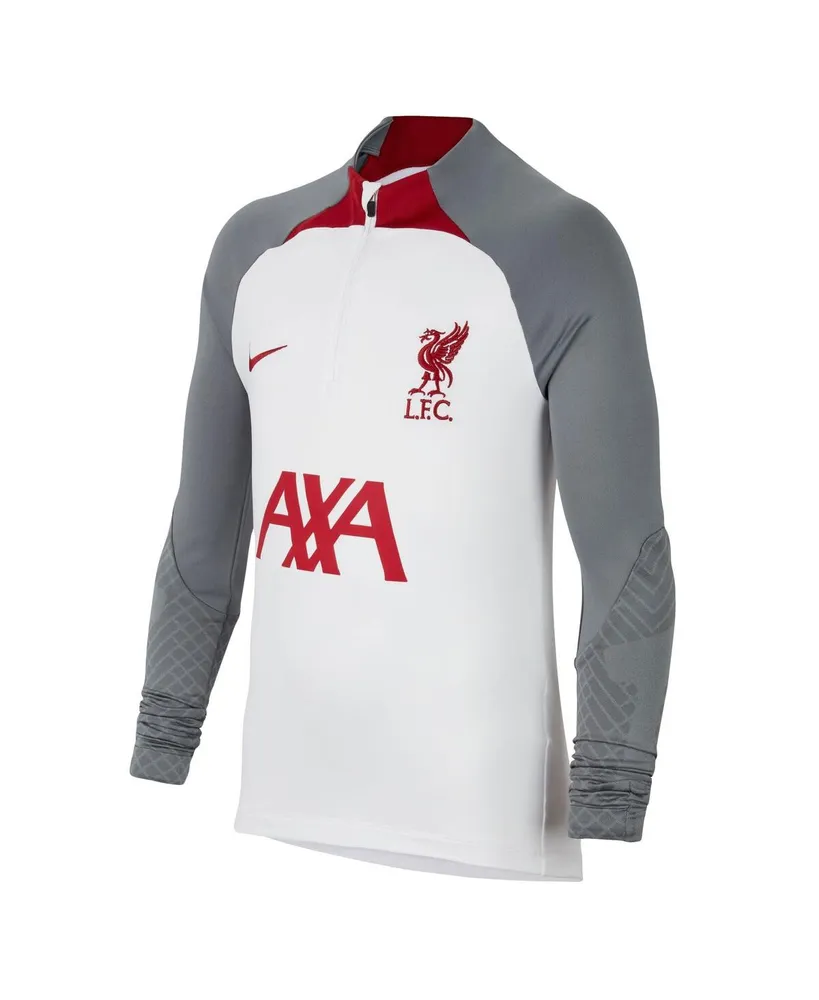 Big Boys Nike White Liverpool Drill Performance Quarter-Zip Raglan Long Sleeve Top