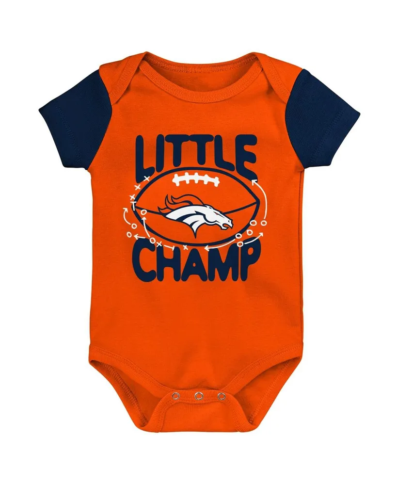 Newborn and Infant Boys and Girls Orange, Navy Denver Broncos Little Champ Three-Piece Bodysuit Bib and Booties Set