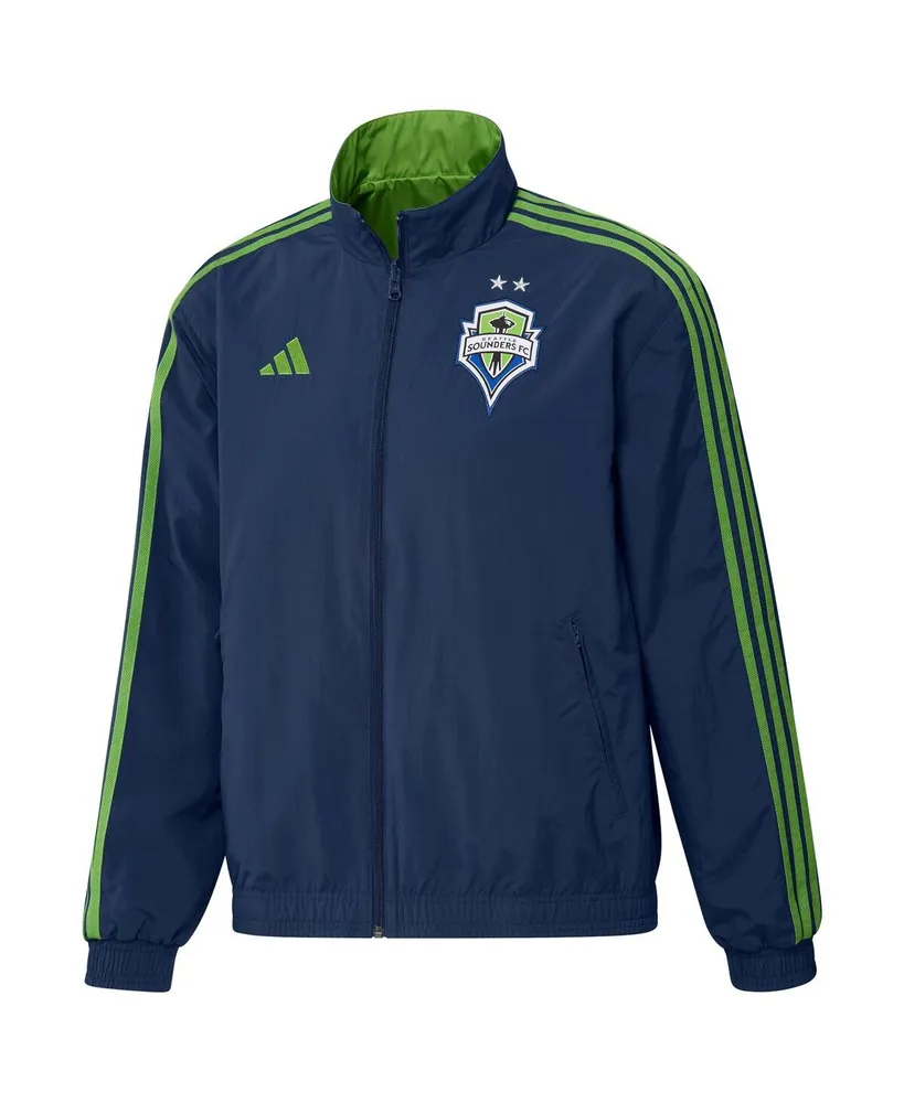 Men's adidas Navy and Green Seattle Sounders Fc 2023 On-Field Anthem Full-Zip Reversible Team Jacket