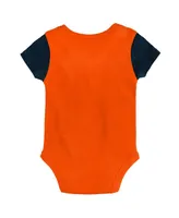 Newborn and Infant Boys and Girls Orange, Navy Denver Broncos Little Champ Three-Piece Bodysuit Bib and Booties Set