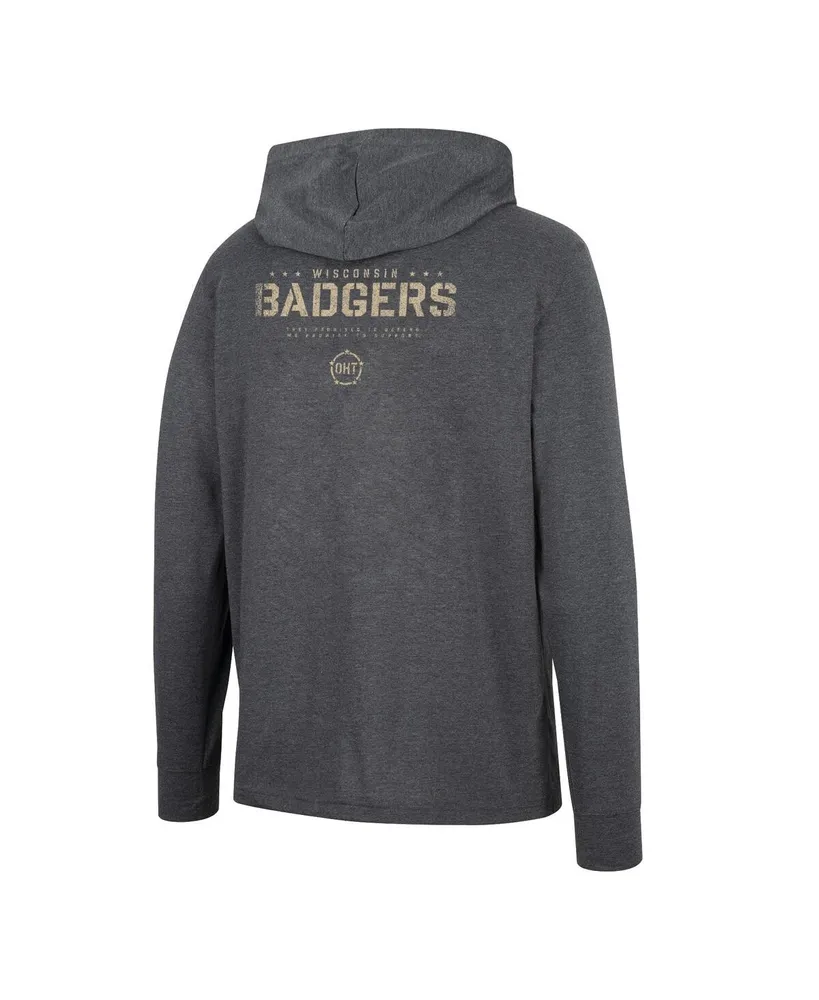 Men's Colosseum Charcoal Wisconsin Badgers Team Oht Military-Inspired Appreciation Hoodie Long Sleeve T-shirt