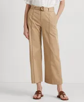 Lauren Ralph Lauren Micro-Sanded Twill Belted Wide-Leg Pants