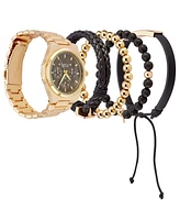 American Exchange Men's Gold-Tone Metal Alloy Bracelet Watch 52mm Gift Set