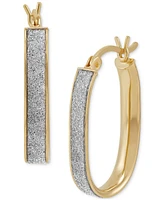 Oval Glitter Small Hoop Earrings