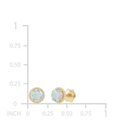 Children's Cubic Zirconia Beaded Frame Stud Earrings 14k Gold