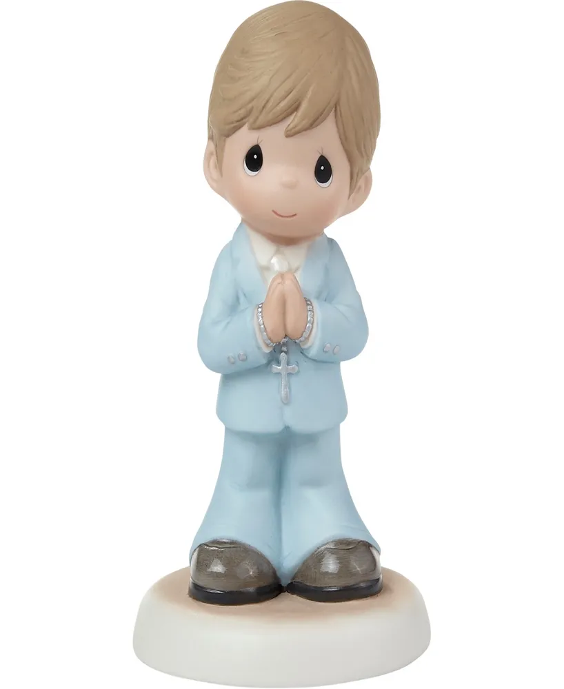 Precious Moments 222022E Blessings On Your First Communion Brunette Hair and Medium Skin Boy Bisque Porcelain Figurine