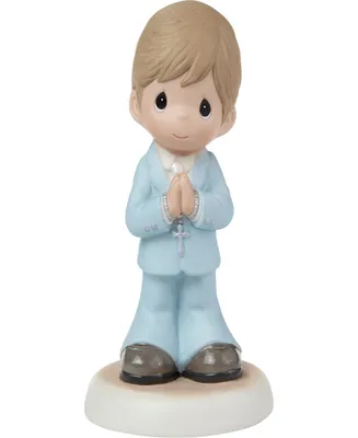Precious Moments 222022E Blessings On Your First Communion Brunette Hair and Medium Skin Boy Bisque Porcelain Figurine