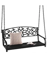 Costway 2-Person Metal Outdoor Porch Swing Hanging Patio Bench 485 Lbs Capacity