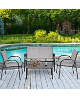 Costway 4 Pcs Patio Furniture Set Sofa Coffee Table Steel Frame Garden Deck