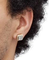 Grown With Love Men's Lab Grown Diamond Halo Square Cluster Stud Earrings (1/2 ct. t.w.) in 10k Gold