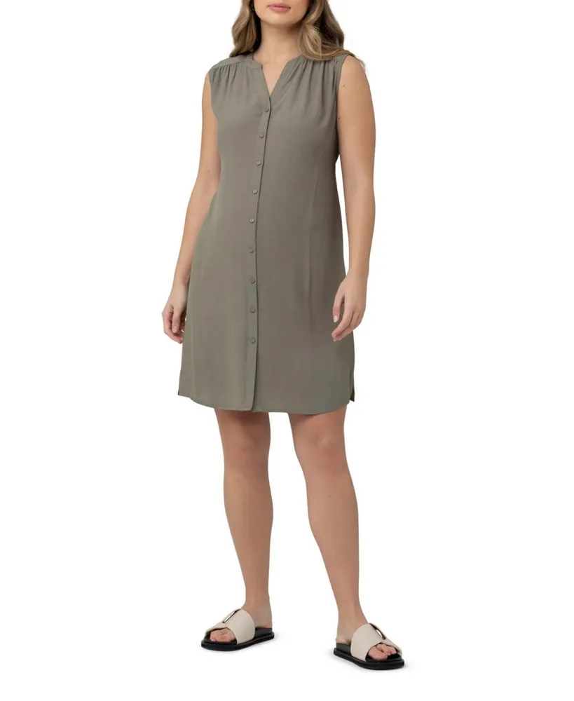 Ripe Maternity April Sleeveless Button Down Shirt Dress