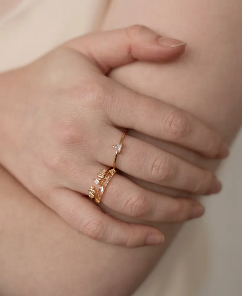 Ettika Love Story 18K Gold Plated Cubic Zirconia Ring Set of 3