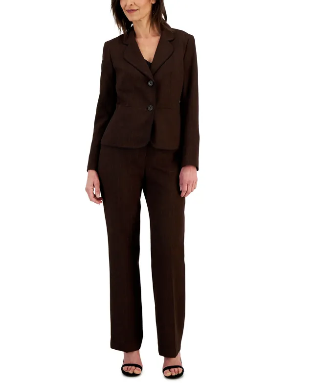 Le Suit Women's Framed Twill Two-Button Pantsuit, Regular and