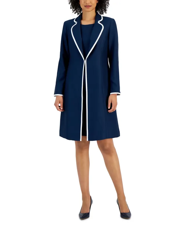 Women's Jacquard Long Jacket & Sheath Dress, Regular and Petite Sizes