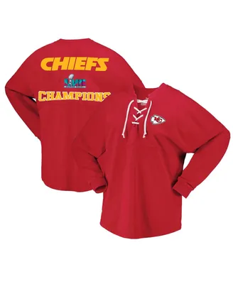 Women's Fanatics Red Kansas City Chiefs Super Bowl Lvii Champions Lace-Up Long Sleeve T-shirt