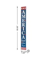 Glitzhome 60" H Wooden Patriotic, Americana Porch Sign