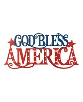 Glitzhome 24" L Patriotic, Americana Metal "God Bless America" Wall Decor