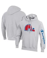 Men's Champion Heathered Gray Quebec Nordiques Reverse Weave Pullover Hoodie